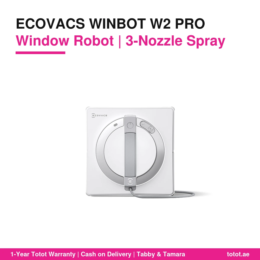 روبوت ECOVACS WINBOT W2 PRO – رش ثلاثي الفوهات واسع الزاوية، وWIN-SLAM 4.0، وشفط حتى 5,300Pa، ودقيقة و45 ثانية لكل م² في الوضع السريع، وحماية بعشرة مستويات 1 ECOVACS WINBOT W2 PRO