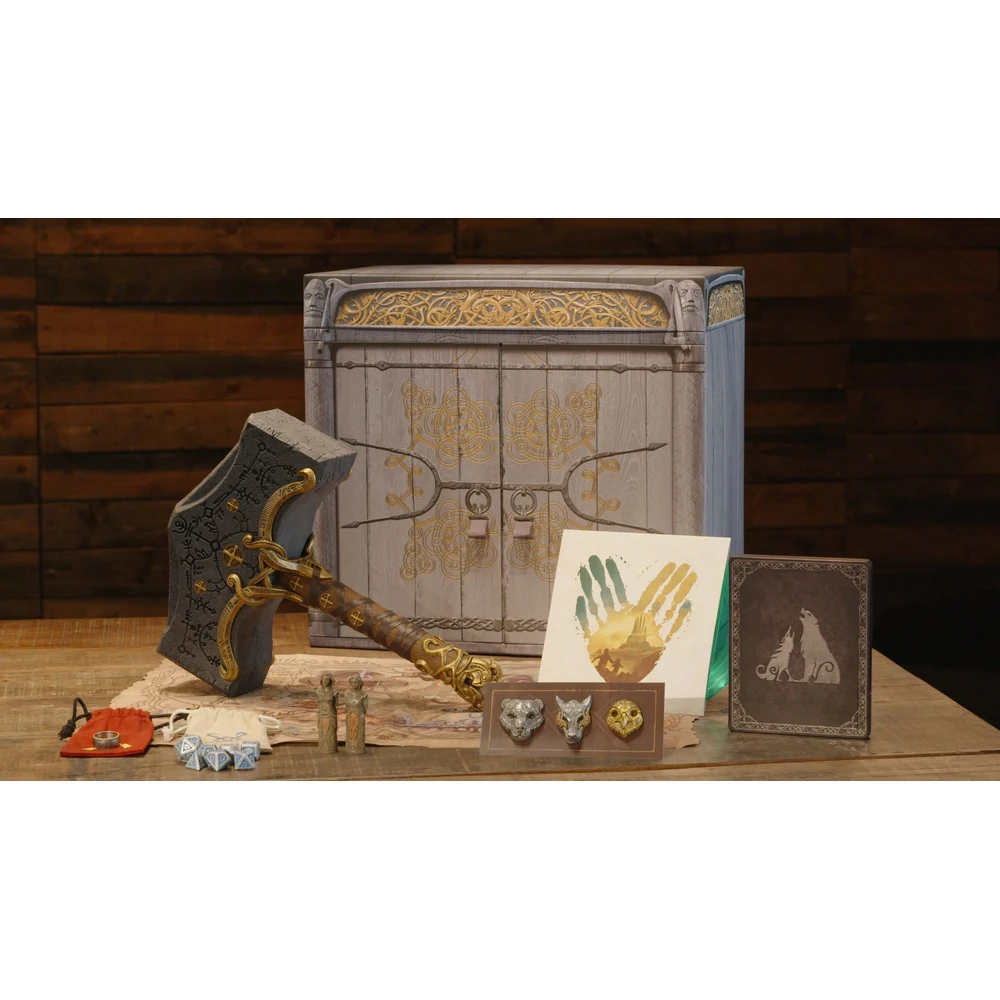God of War Ragnarok Jotnar Edition PS5 - 16in Mjolnir Replica, Steelbook, 7in Vinyl, Draupnir Ring, Cloth Map, Dice Set 8 God of War Ragnarok Jotnar Edition in use