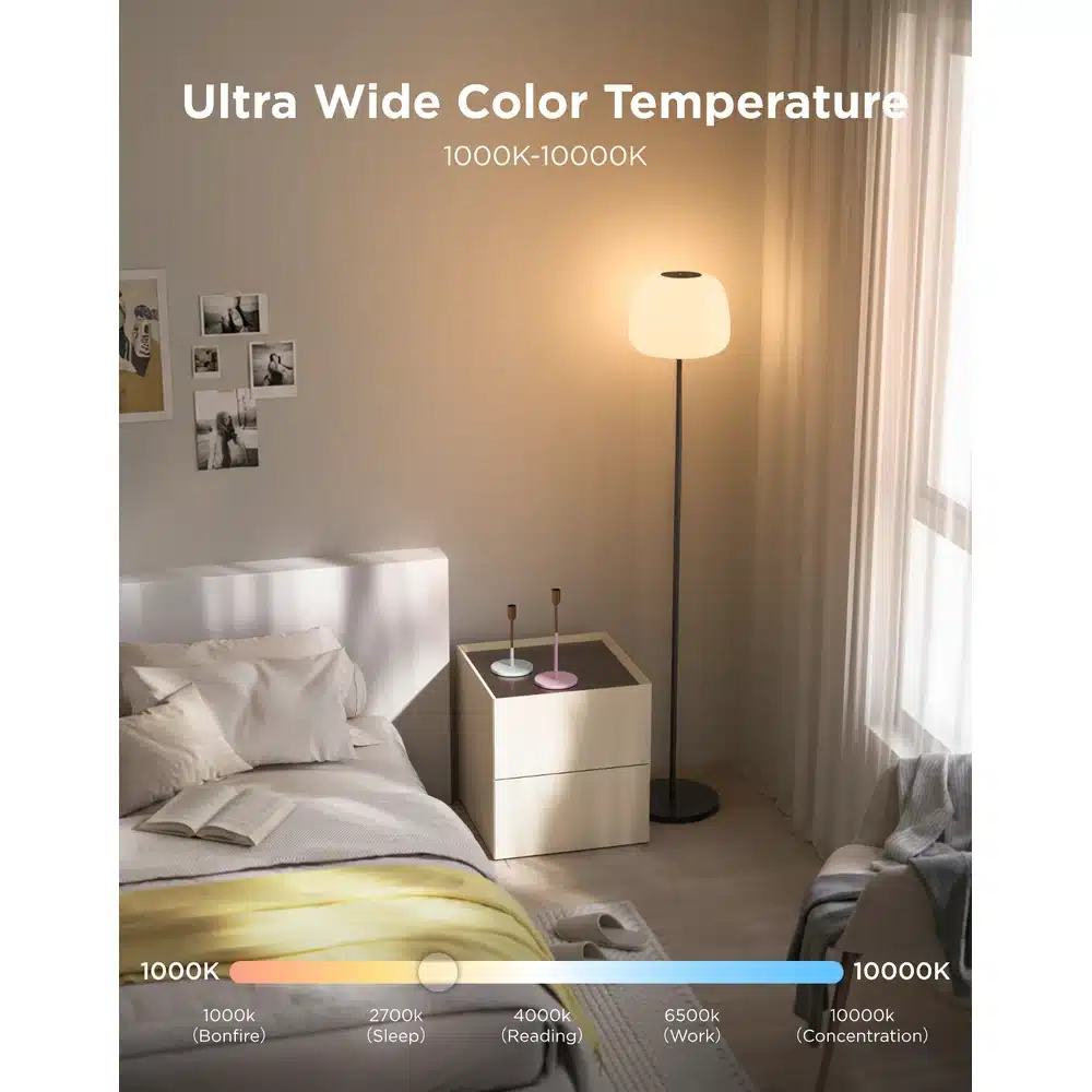 Govee Lantern Floor Lamp White (H1630) - 1400lm RGBICWW Smart Floor Lamp, 1000K-10000K, Matter, Alexa & Google Assistant, 160cm 4 Govee Lantern Floor Lamp White - official product image 3