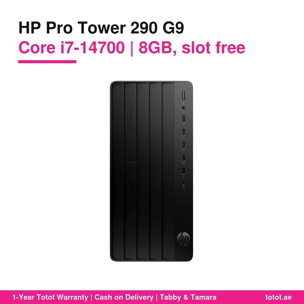 HP Pro Tower 290 G9 i7-14700 8GB Black – Intel Core i7 20-Core, 8GB DDR4 with a Free Slot, 512GB NVMe SSD, FreeDOS (No Windows), HP 125 Keyboard & Mouse 6 HP Pro Tower 290 G9 i7 8GB