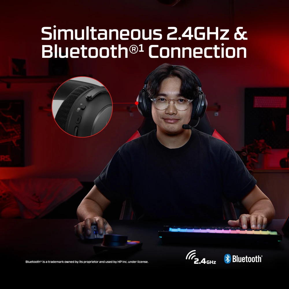 HyperX Cloud Alpha 2 Wireless Black - 250H Battery, 53mm Dual-Chamber Drivers, RGB Base Station, 2.4GHz + Bluetooth 6 HyperX Cloud Alpha 2 Wireless - official product image 5