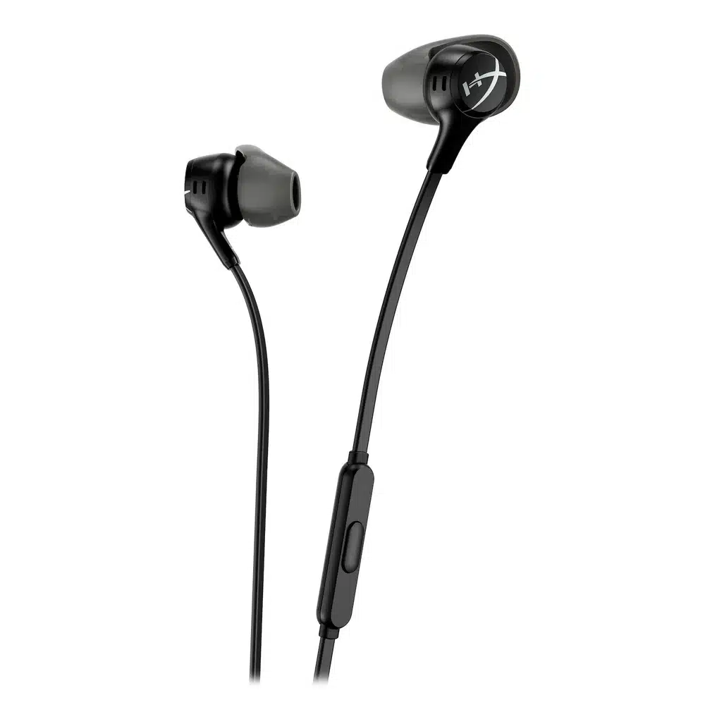 سماعات HyperX Cloud Earbuds II سوداء - سماعات أذن سلكية للألعاب مع ميكروفون، مكبرات 14.3 ملم، مقبس 3.5 ملم بزاوية 90 درجة، أربعة مقاسات للأطراف، حقيبة صلبة 8 هايبر إكس كلاود إيربودز 2 أسود عن قرب