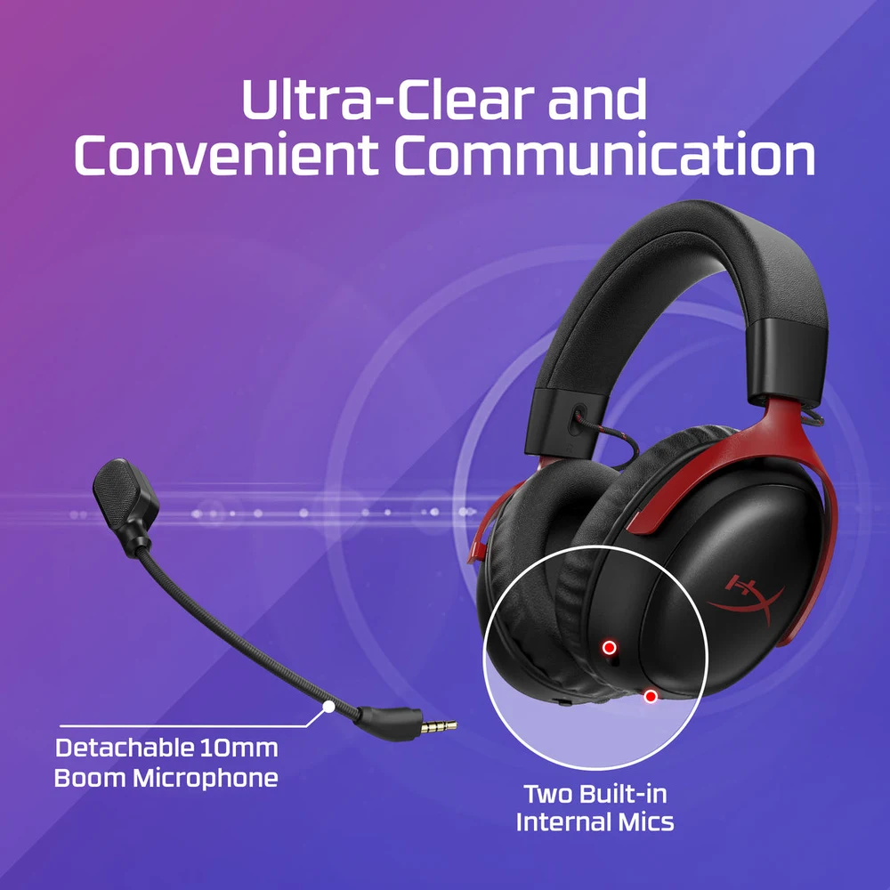 HyperX Cloud III S Wireless Black - 120H Battery, 2.4GHz + Bluetooth, DTS Spatial Audio, 53mm Drivers, Metal Frame 6 HyperX Cloud III S Wireless Black - official product image 5