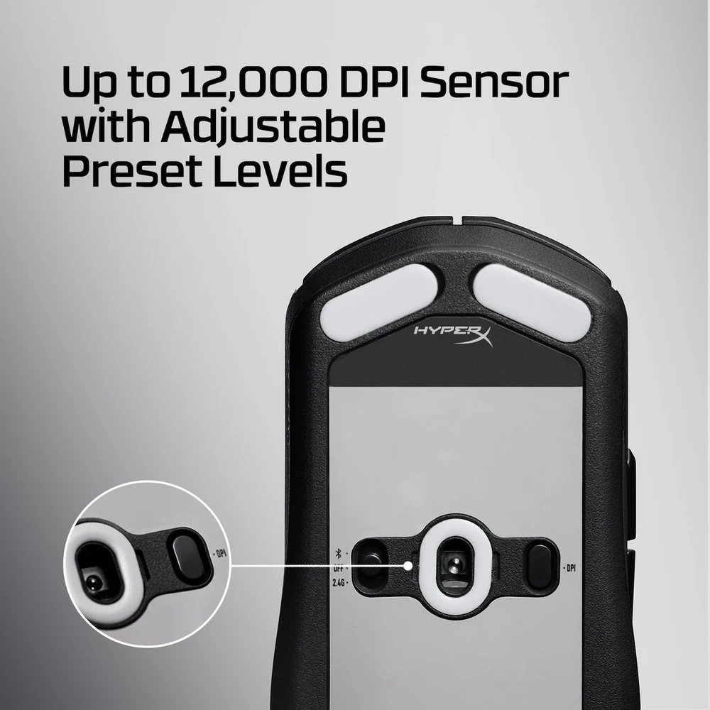 HyperX Pulsefire Fuse Wireless Black - 75g Ambidextrous, 85H Battery, Dual Wireless, 12K DPI, Microline Grip 6 HyperX Pulsefire Fuse Wireless - official product image 5