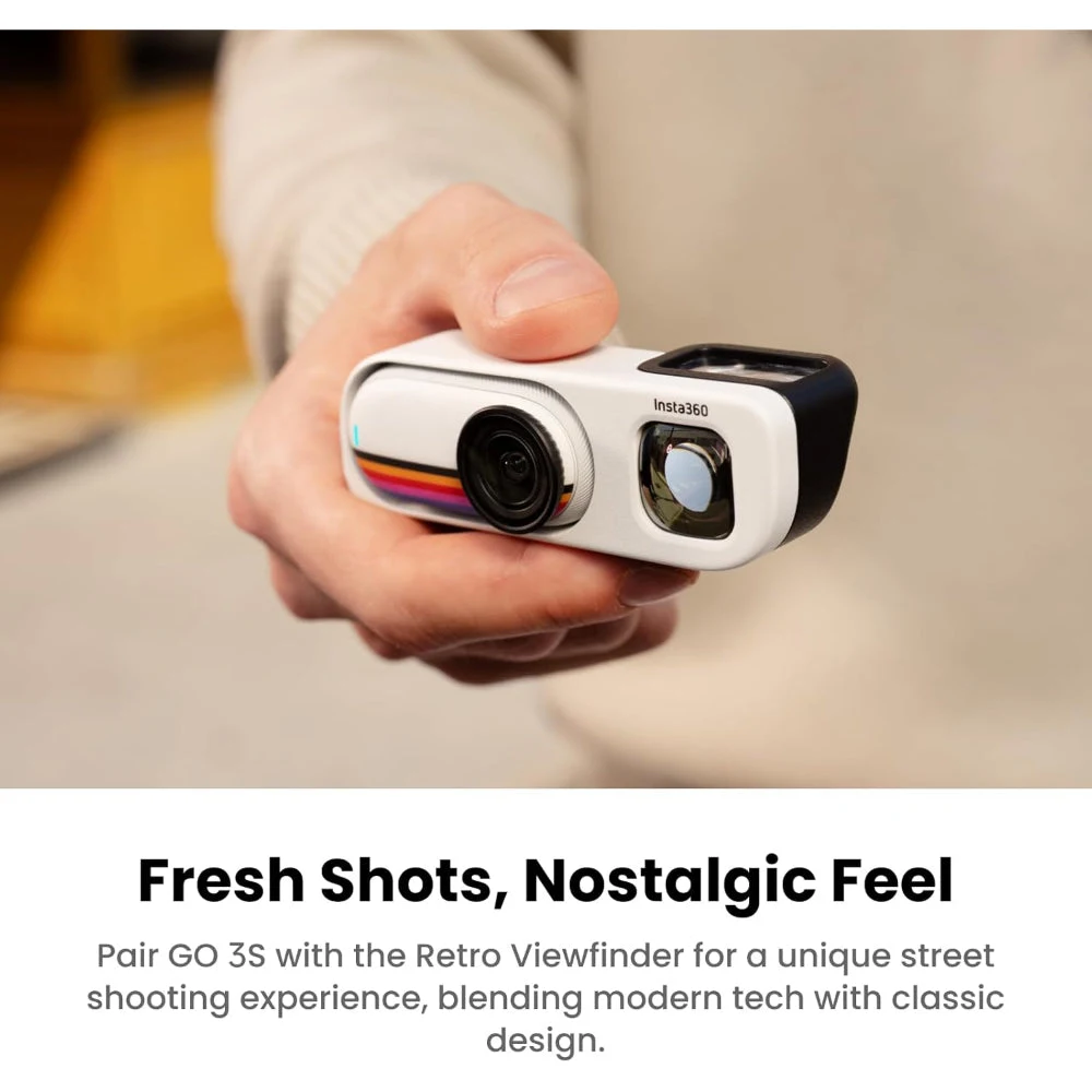 Insta360 GO 3S Retro Bundle Special Edition 128GB Canvas White - 4K Tiny Wearable Camera, Retro Viewfinder, Battery Pack 9 Insta360 GO 3S Retro Bundle in use