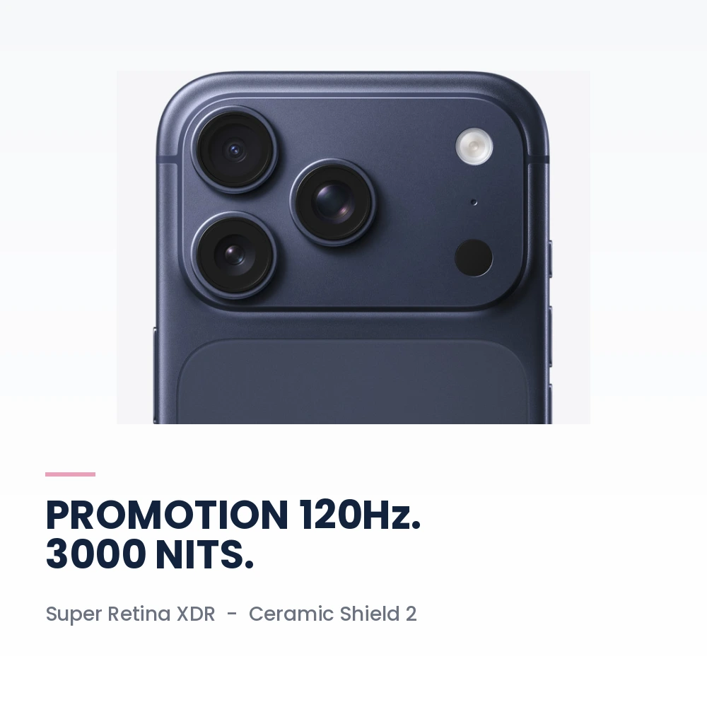 Apple iPhone 17 Pro 256GB Deep Blue - 6.3-inch ProMotion, A19 Pro, 48MP Camera - Korea Version 3 Apple iPhone 17 Pro 256GB Deep Blue ProMotion display detail