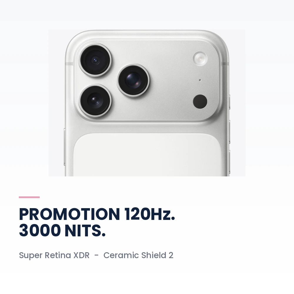 Apple iPhone 17 Pro Max 256GB Silver - 6.9-inch ProMotion, A19 Pro, 48MP Camera - Japan Version 3 Apple iPhone 17 Pro Max 256GB Silver ProMotion display detail