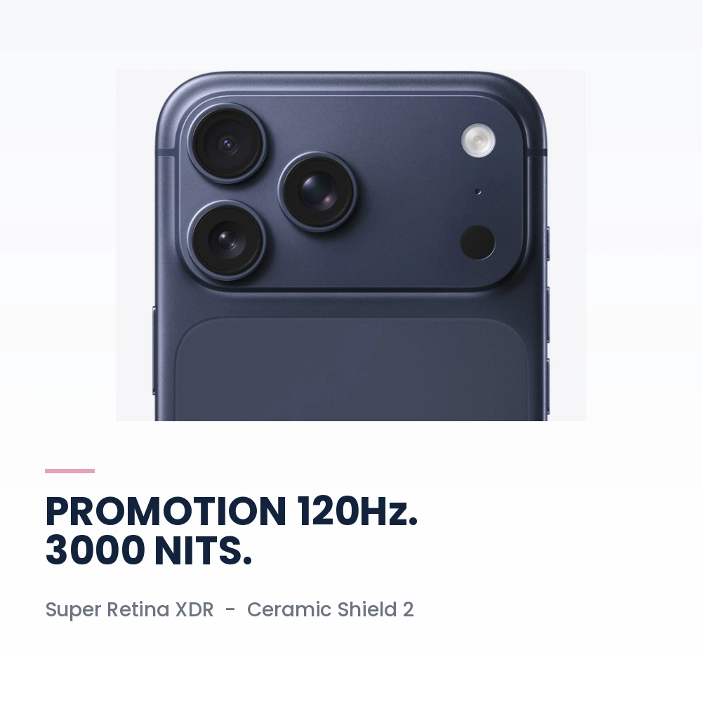 Apple iPhone 17 Pro Max 512GB Deep Blue - 6.9-inch ProMotion, A19 Pro, 48MP Camera - Korea Version 3 Apple iPhone 17 Pro Max 512GB Deep Blue ProMotion display detail