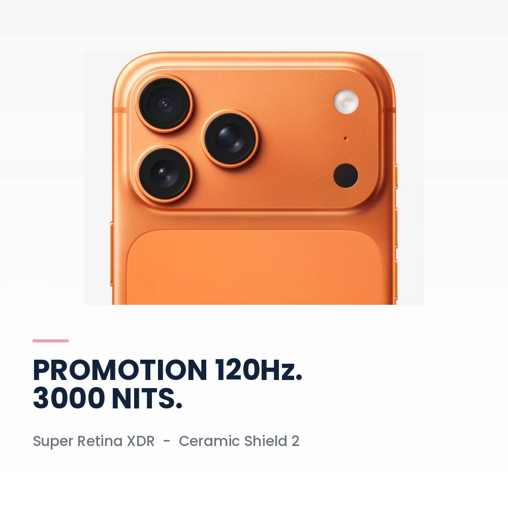 Apple iPhone 17 Pro Max 1TB Cosmic Orange - 6.9-inch ProMotion, A19 Pro, 48MP Camera - Japan Version 3 Apple iPhone 17 Pro Max 1TB Cosmic Orange ProMotion display detail