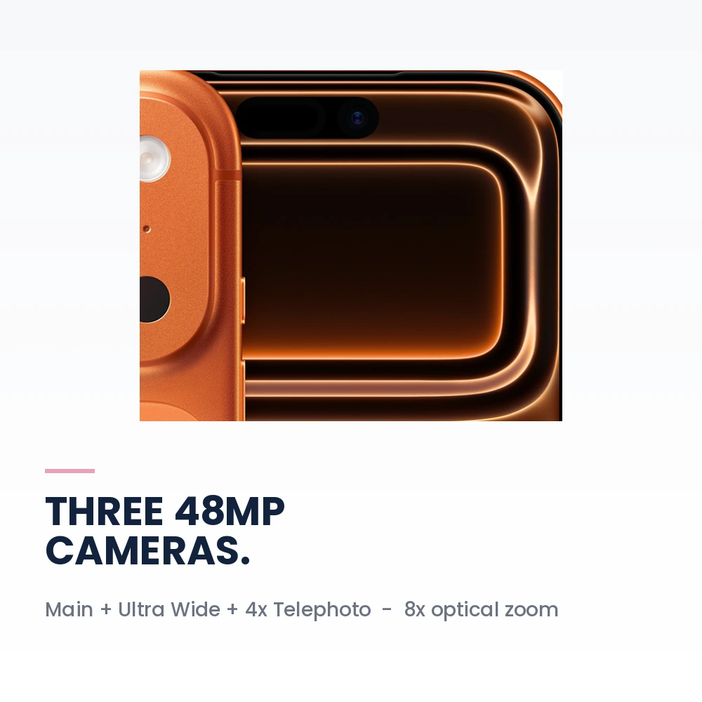 Apple iPhone 17 Pro Max 1TB Cosmic Orange - 6.9-inch ProMotion, A19 Pro, 48MP Camera - Japan Version 4 Apple iPhone 17 Pro Max 1TB Cosmic Orange rear camera system