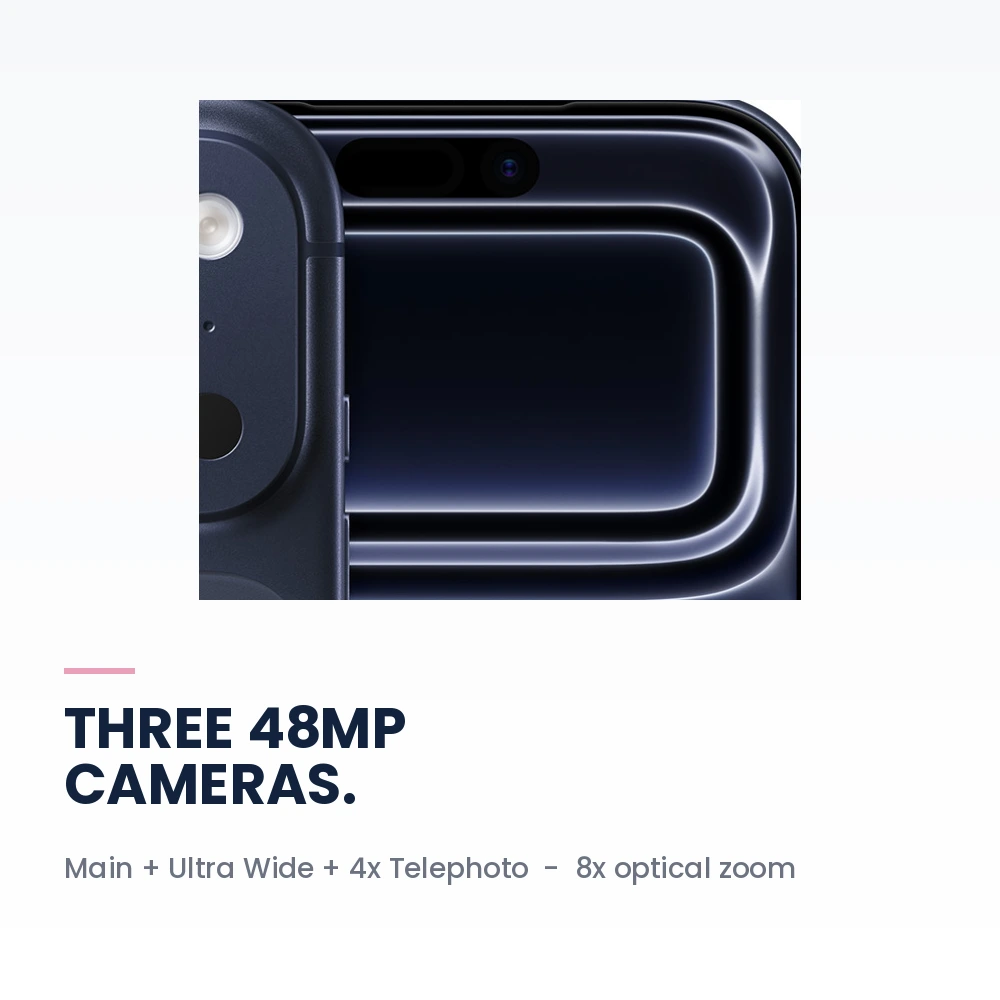 Apple iPhone 17 Pro Max 1TB Deep Blue - 6.9-inch ProMotion, A19 Pro, 48MP Camera - Korea Version 4 Apple iPhone 17 Pro Max 1TB Deep Blue rear camera system