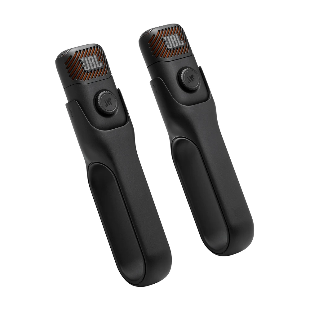 ميكروفونا JBL EasySing Mic Mini Duo – ميكروفونان لاسلكيان للكاريوكي بمشبك، إزالة صوت المغني بالذكاء الاصطناعي، حتى 6 ساعات، علبة شحن، متوافق مع Flip 7 وCharge 6 وPartyBox 10 ميكروفونا ميكروفون JBL EasySing Mic Mini Duo مع الحلقات المغناطيسية