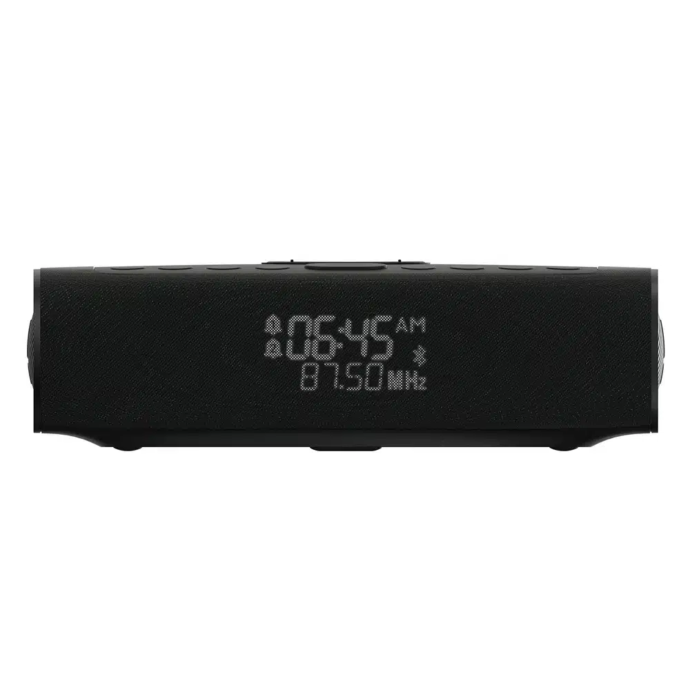 JBL Rise Clock Radio Speaker Black - Bluetooth 5.3, FM Radio, Dual Alarm, Qi Wireless Charging, 2x5W 8 JBL Rise Clock Radio Speaker in use