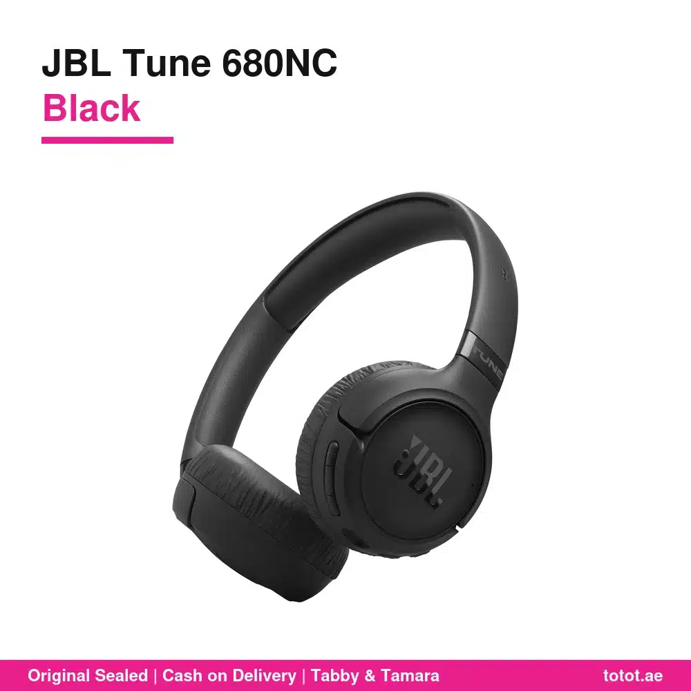 سماعات JBL Tune 680NC السوداء اللاسلكية فوق الأذن مع إلغاء الضوضاء التكيفي – حتى 76 ساعة بطارية، بلوتوث 6.0، اتصال بجهازين، قابلة للطي 7 سماعات جي بي إل تيون 680NC أسود
