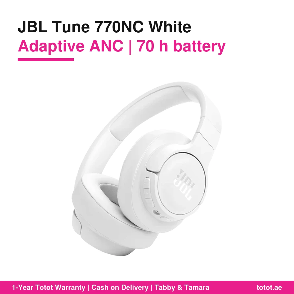 JBL Tune 770NC White – Adaptive Noise Cancelling Over-Ear Headphones, Up to 70H (ANC Off) / 44H (ANC On), Bluetooth 5.3 Multipoint, Detachable Cable 1 JBL Tune 770NC White
