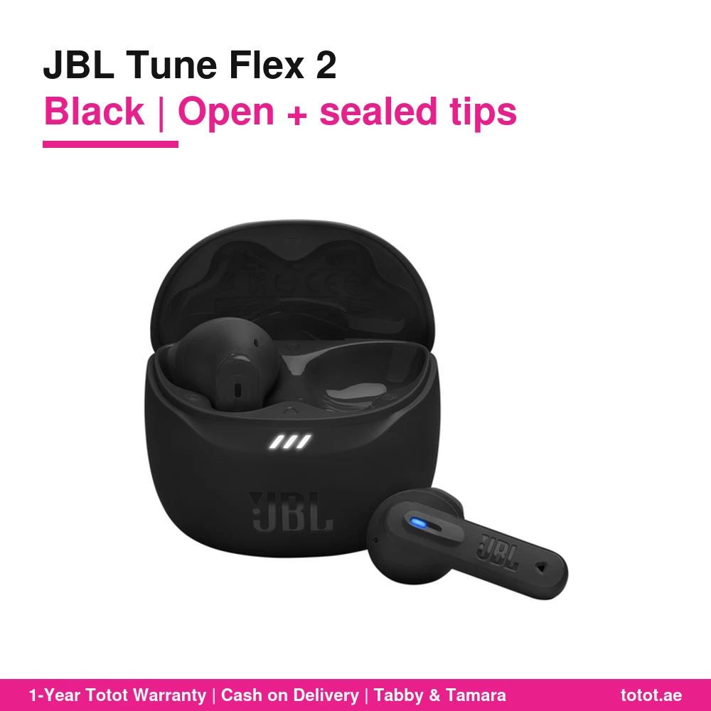 JBL Tune Flex 2 Black – ANC Earbuds With Open and Sealed Tips, 12mm Drivers, 6 Mics, Up to 48H Battery, IP54 Buds 1 JBL Tune Flex 2 Black