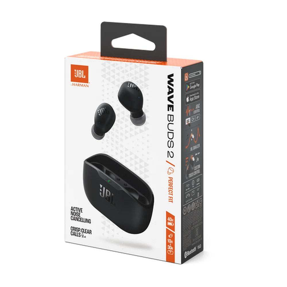 JBL Wave Buds 2 Black – True Wireless ANC Earbuds, 8mm Pure Bass, 4 Mics, Up to 40H Battery, IP54 Buds, Multipoint 11 JBL Wave Buds 2 Black retail box