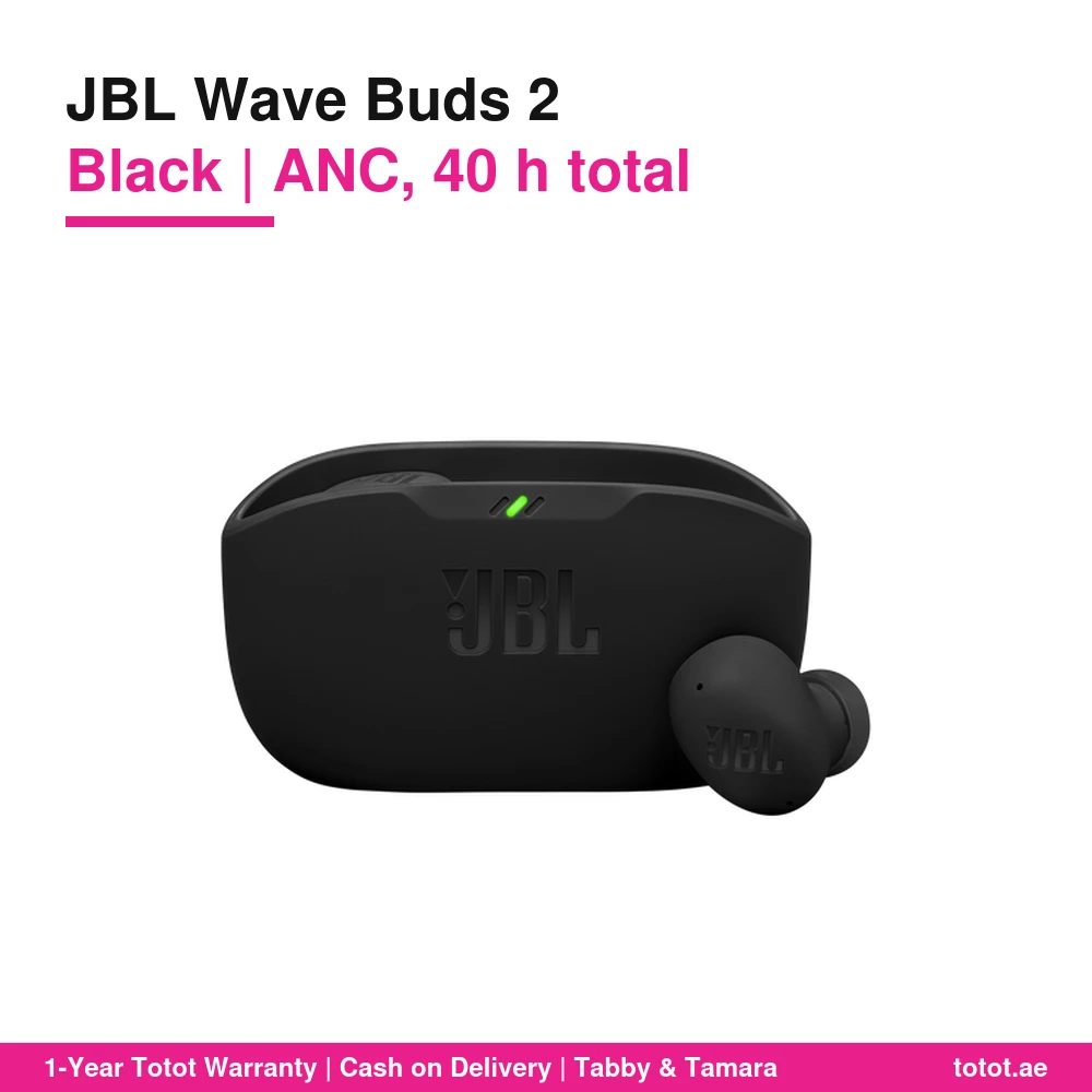 JBL Wave Buds 2 Black – True Wireless ANC Earbuds, 8mm Pure Bass, 4 Mics, Up to 40H Battery, IP54 Buds, Multipoint 1 JBL Wave Buds 2 Black