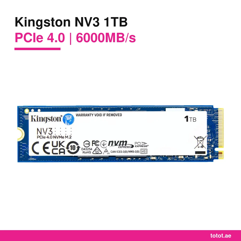 Kingston NV3 1TB NVMe SSD - official Kingston product image Kingston NV3 1TB NVMe SSD