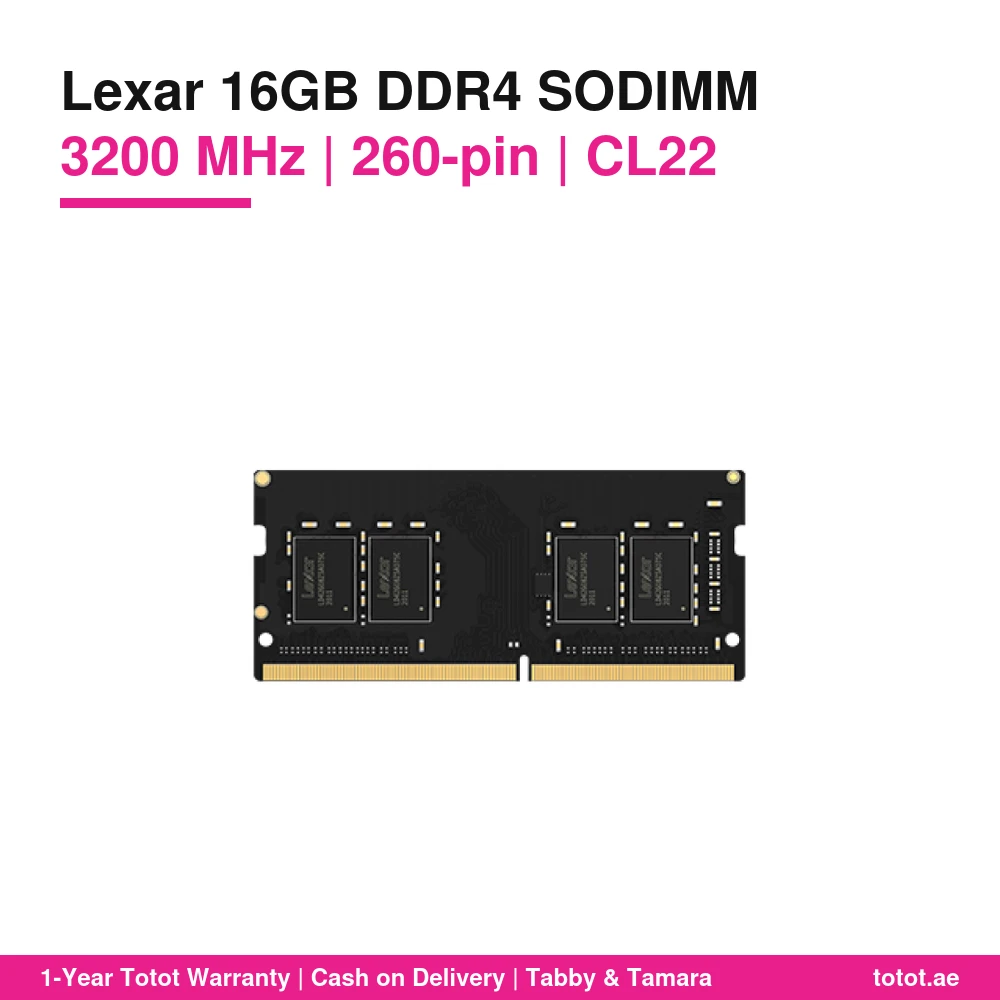 Lexar 16GB DDR4 3200 SODIMM – LD4AS016G-B3200GSST, 260-Pin Laptop RAM, CL22 Timings, 1.2V JEDEC, Easy Notebook Upgrade 1 Lexar 16GB DDR4 3200 SODIMM