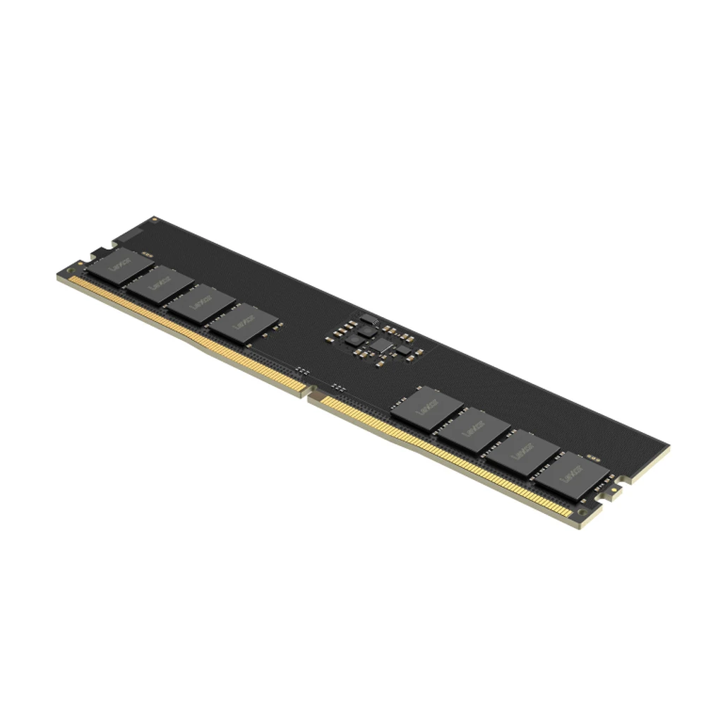Lexar 16GB DDR5 5600 UDIMM – LD5U16G56C46ST-BGS, 288-Pin Desktop RAM, CL46, 1.1V, On-Die ECC, Plug-and-Play DDR5 8 Lexar DDR5 UDIMM desktop RAM stick side view
