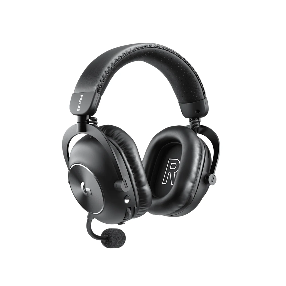 سماعة Logitech PRO X3 LIGHTSPEED Black اللاسلكية للألعاب – سماعات PRO-G GRAPHENE بقطر 50 مم، ميكروفون 48 كيلوهرتز قابل للفصل، معادل 10 نطاقات، حتى 70 ساعة 8 سماعة Logitech PRO X3 LIGHTSPEED السوداء من زاوية خلفية