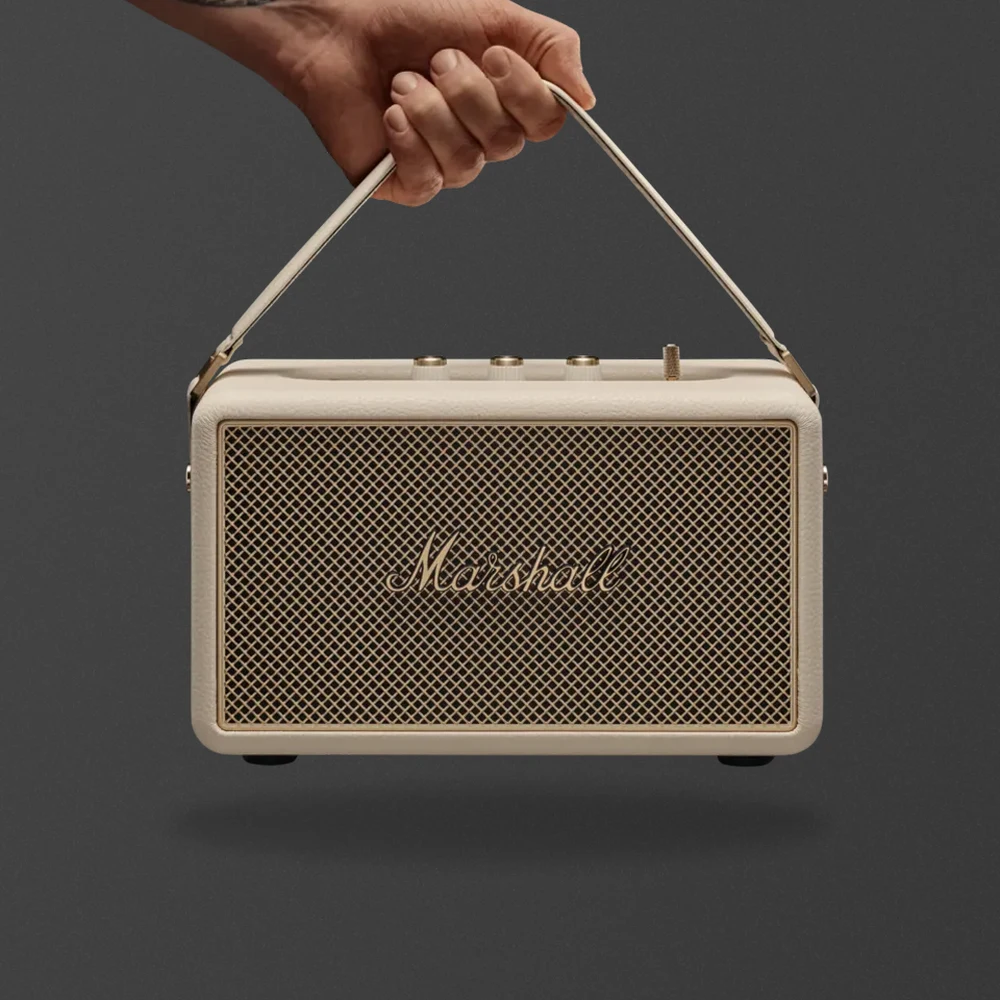 Marshall Kilburn III Cream - 50W Portable Bluetooth Speaker, 50H Battery, IP54, Auracast, Replaceable Battery 5 Marshall Kilburn III Cream in use