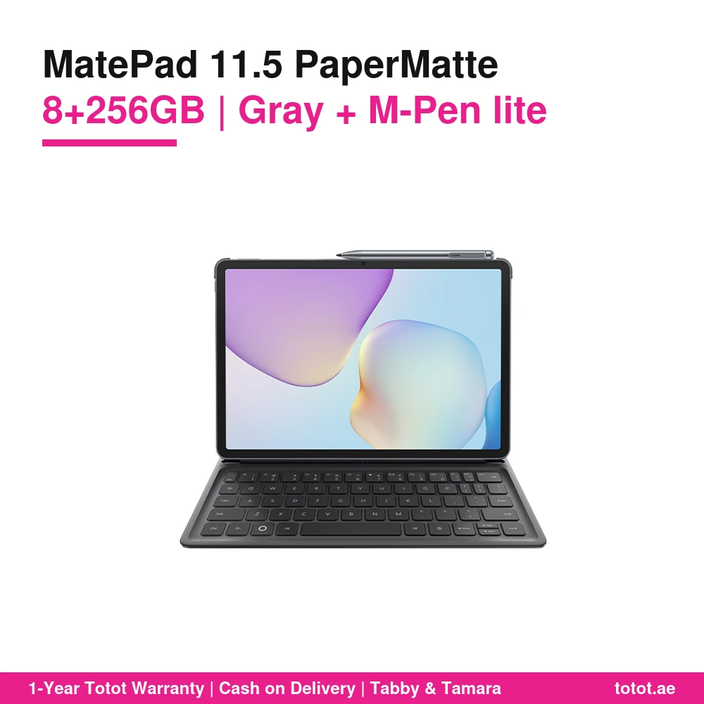 HUAWEI MatePad 11.5 2025 PaperMatte 8GB/256GB Wi-Fi Space Gray + M-Pen lite + Smart Keyboard – TDRA UAE Version, Family Tablet, Anti-Glare 2.5K Screen, Quad Speakers, 10,100 mAh 1 MatePad 11.5 PaperMatte M-Pen Lite Bundle Gray