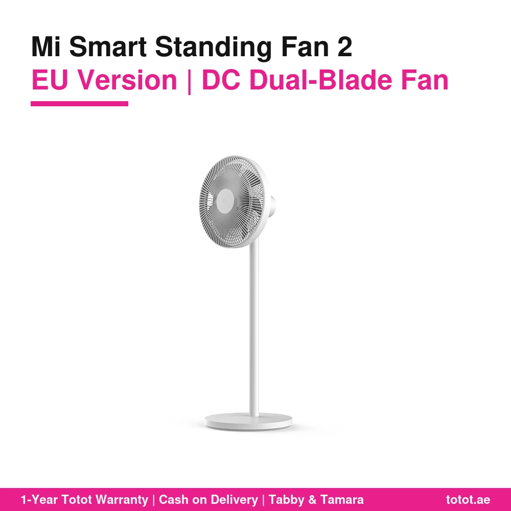مروحة Mi Smart Standing Fan 2 – محرك DC بقدرة 15 واط، شفرات مزدوجة 7+5، دوران 140°، 100 مستوى سرعة بالتطبيق، مدى 14 مترًا 1 Mi Smart Standing Fan 2
