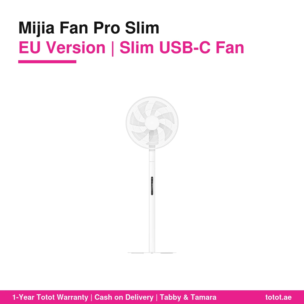 مروحة Mijia Smart Standing Fan Pro Slim – رأس نحيف 8.7 سم، طاقة USB-C بجهد 12 فولت، 8 أنماط رياح طبيعية، تدفق 25 م³/دقيقة، تحكم مغناطيسي 1 Mijia Smart Standing Fan Pro Slim