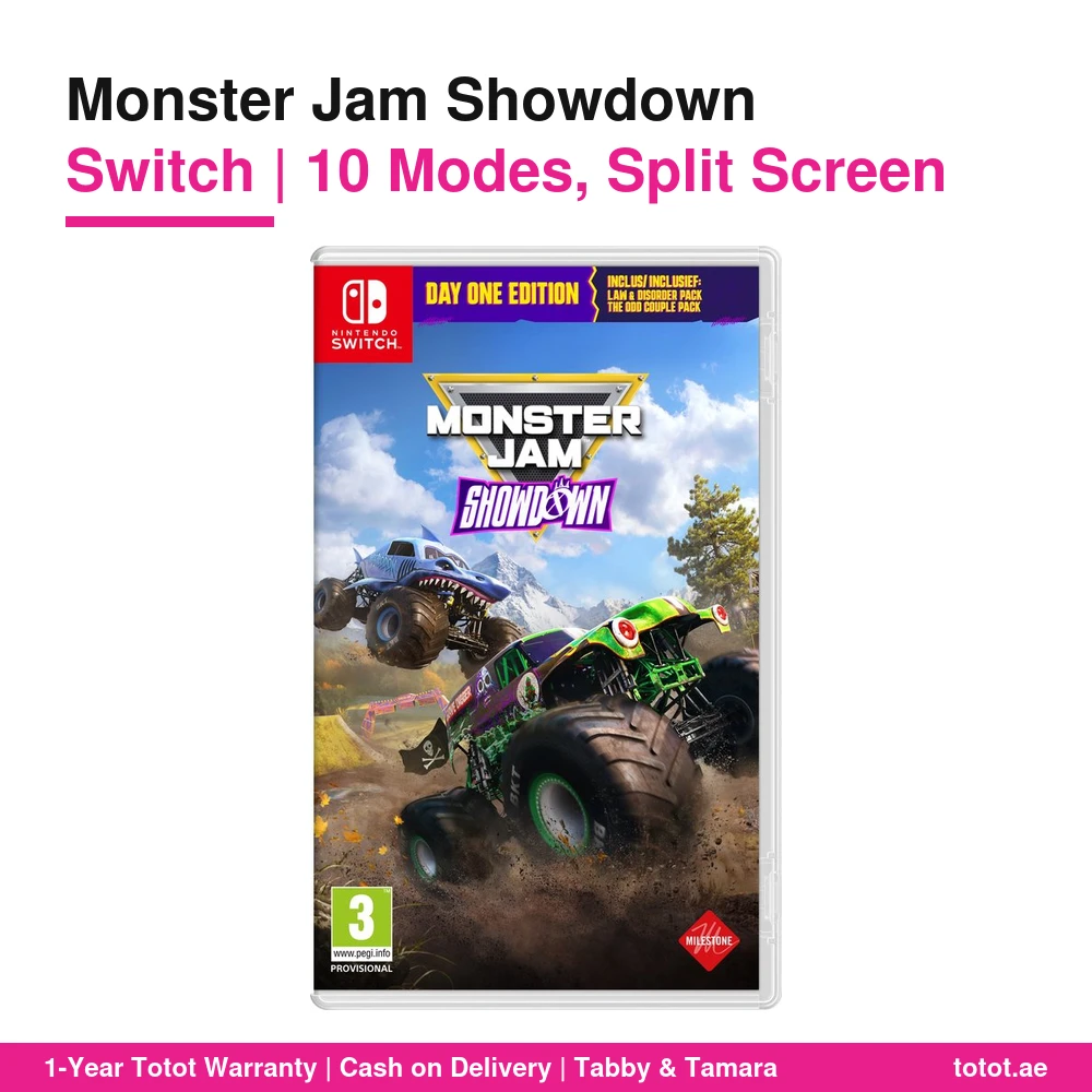 Monster Jam Showdown Switch – Real Monster Jam Trucks, Showdown Tour Career, Freestyle Stunts, Split-Screen & Online Racing, PAL Cartridge 1 Monster Jam Showdown Switch
