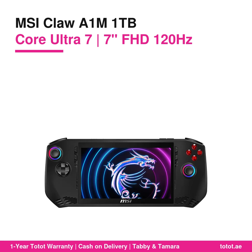 جهاز MSI Claw A1M 1TB – معالج Intel Core Ultra 7 155H وذاكرة 16GB وشاشة 7 بوصات FHD بتردد 120Hz وWi-Fi 7 وThunderbolt 4 1 MSI Claw A1M 1TB