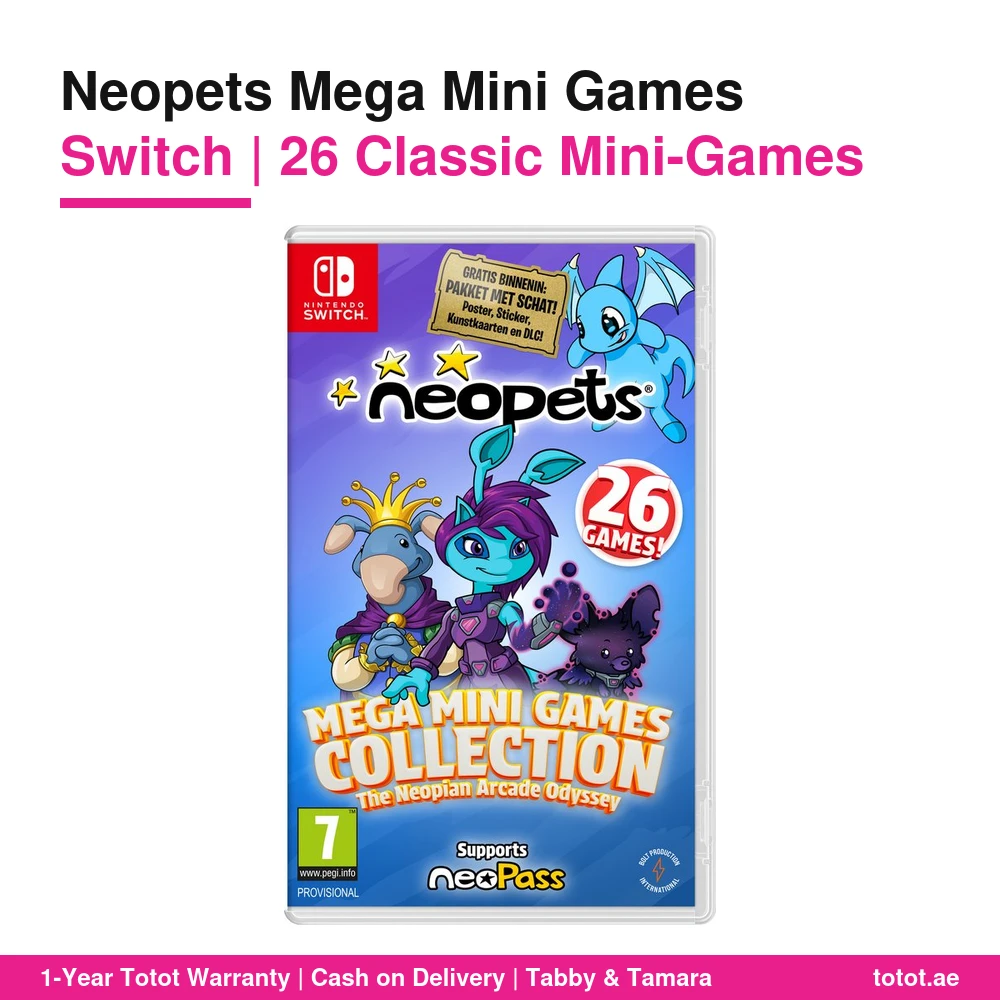 Neopets Mega Mini Games Collection Switch – 26 Remastered Neopets Mini-Games, Starlight Symphony, Story Mode with Nyx, 2-Player Co-op, PAL Day 1 Edition 6 Neopets Mega Mini Games Collection Switch box