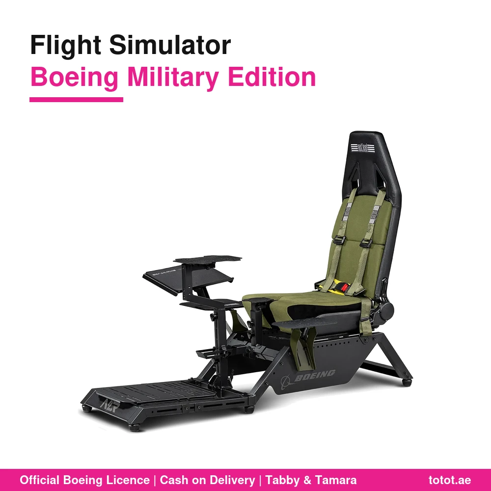 Next Level Racing Flight Simulator Boeing Military Edition Cockpit - NLR-S028, Reclining Seat, Centre Stick Mount, Keyboard Tray, 150 kg 9 Flight Simulator Boeing Military Edition cockpit by Next Level Racing with green canvas seat