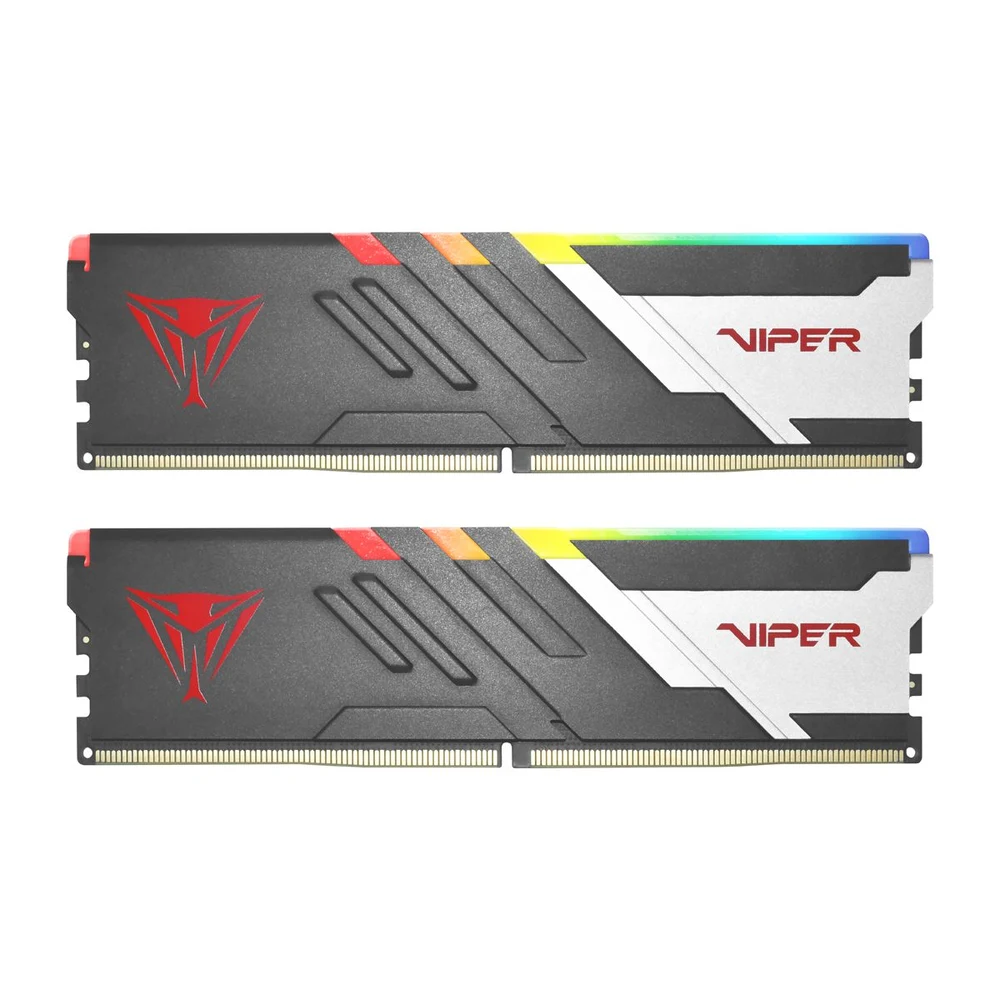 Patriot Viper Venom RGB DDR5 32GB (2x16GB) 6000MT/s CL30 (PVVR532G600C30K) – 30-40-40-76 at 1.35V, Intel XMP 3.0 & AMD EXPO, 43mm Aluminium Heat Spreader, RGB 7 two Patriot Viper Venom RGB DDR5 modules front view