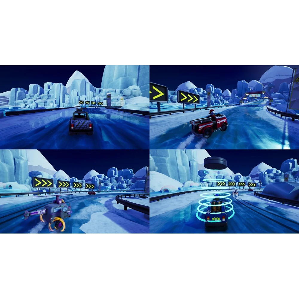 PAW Patrol Grand Prix Switch – 4-Player Local Kart Racing, 11 Tracks, Easy Auto-Accelerate Mode, Pup Power-Ups, US Edition 7 Pups racing in Adventure Bay in PAW Patrol Grand Prix Switch