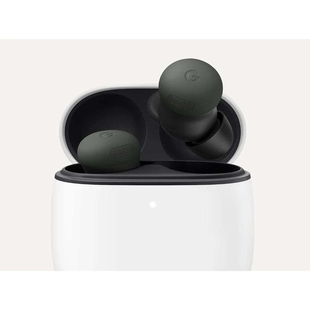 سماعات Google Pixel Buds Pro 2 Hazel – لون رمادي داكن، إلغاء ضوضاء بشريحة Tensor A1، حتى 30 ساعة مع العلبة، Clear Calling، اتصال متعدد 9 سماعات Pixel Buds Pro 2 Hazel من الجانب