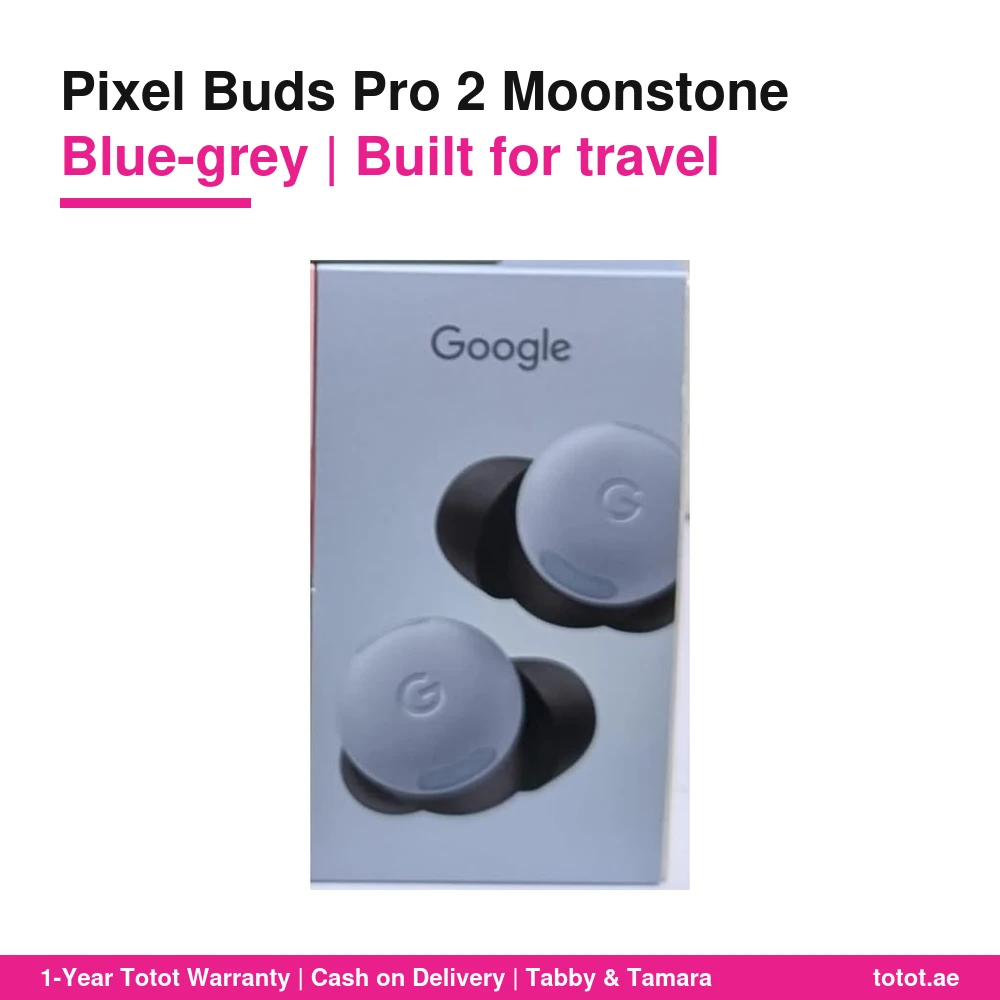 سماعات Google Pixel Buds Pro 2 Moonstone – أزرق رمادي، إلغاء ضوضاء Tensor A1، تخفيف نشط للضغط داخل الأذن، حتى 30 ساعة مع العلبة، Find Hub 5 سماعات Pixel Buds Pro 2 Moonstone