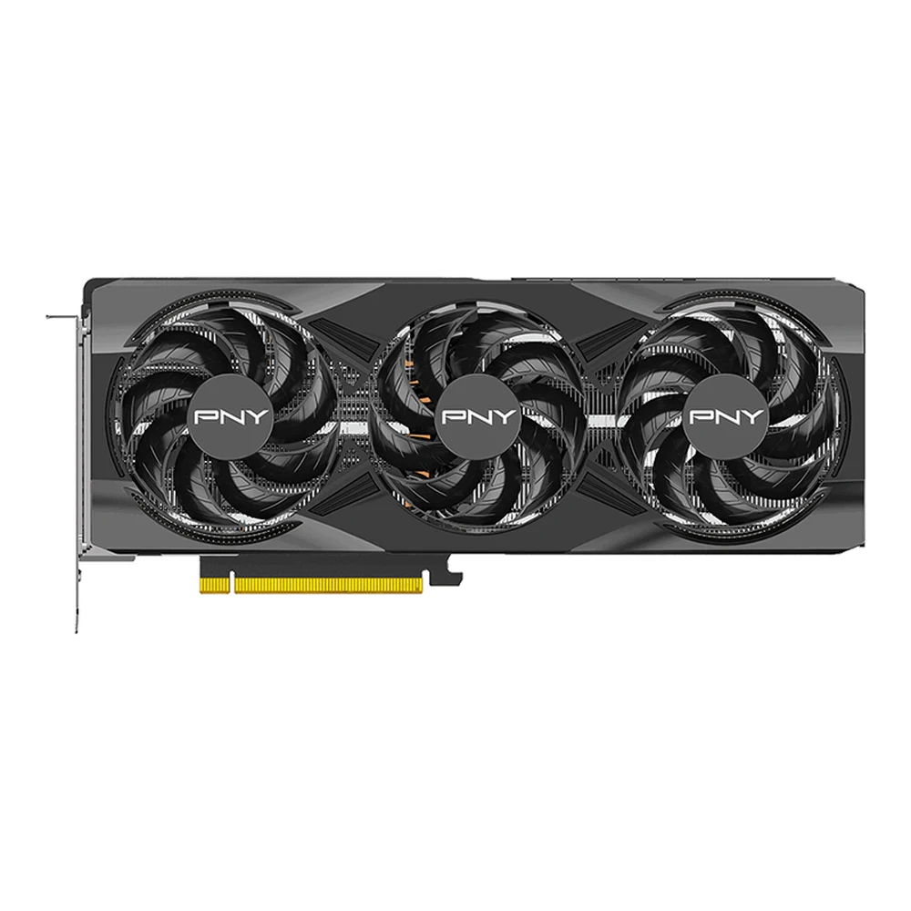 PNY GeForce RTX 5070 Ti 16GB OC Triple Fan – 2572 MHz Boost, 8,960 CUDA Cores, 16GB GDDR7 256-bit, DisplayPort 2.1b UHBR20, Metal Backplate 6 PNY RTX 5070 Ti OC triple fan graphics card top view