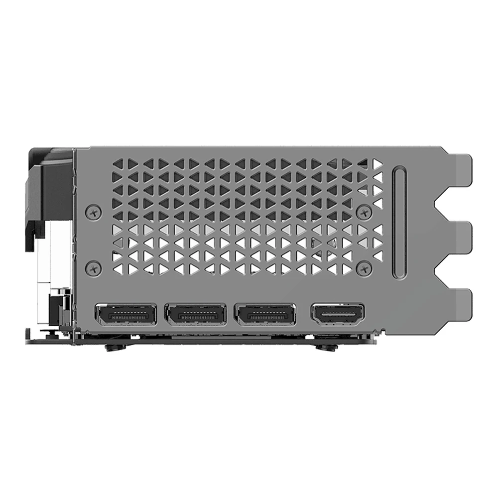 PNY GeForce RTX 5070 Ti 16GB OC Triple Fan – 2572 MHz Boost, 8,960 CUDA Cores, 16GB GDDR7 256-bit, DisplayPort 2.1b UHBR20, Metal Backplate 9 PNY RTX 5070 Ti OC I/O bracket with DisplayPort and HDMI outputs