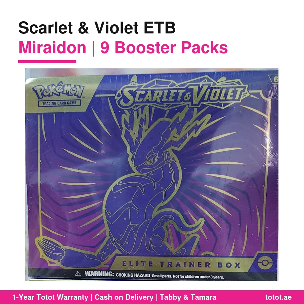 Pokémon TCG Scarlet & Violet Elite Trainer Box Miraidon – 9 Booster Packs, Full-Art Foil Miraidon Promo, 65 Sleeves, 45 Energy Cards, TCG Live Code 5 Scarlet Violet Elite Trainer Box Miraidon
