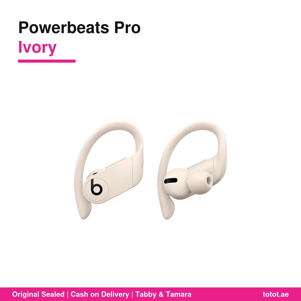 سماعة Beats Powerbeats Pro اللاسلكية بالكامل باللون العاجي Ivory (الجيل الأول) – شريحة Apple H1، حتى 9 ساعات، خطافات أذن قابلة للضبط، مقاومة للعرق والماء، علبة Lightning 6 سماعة Powerbeats Pro العاجية