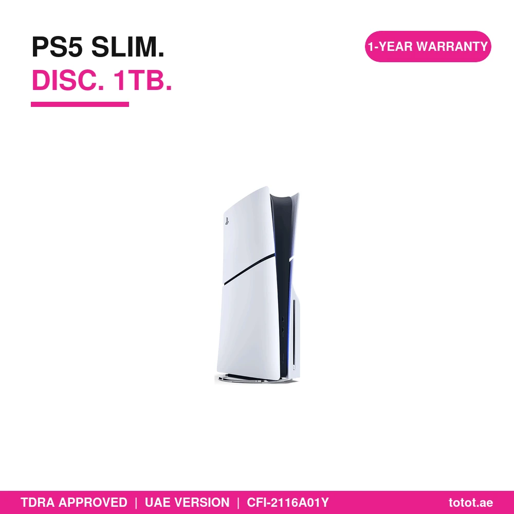 PlayStation 5 Slim Disc Edition 1TB UAE Version - official Sony product image PlayStation 5 Slim Disc Edition 1TB UAE Version
