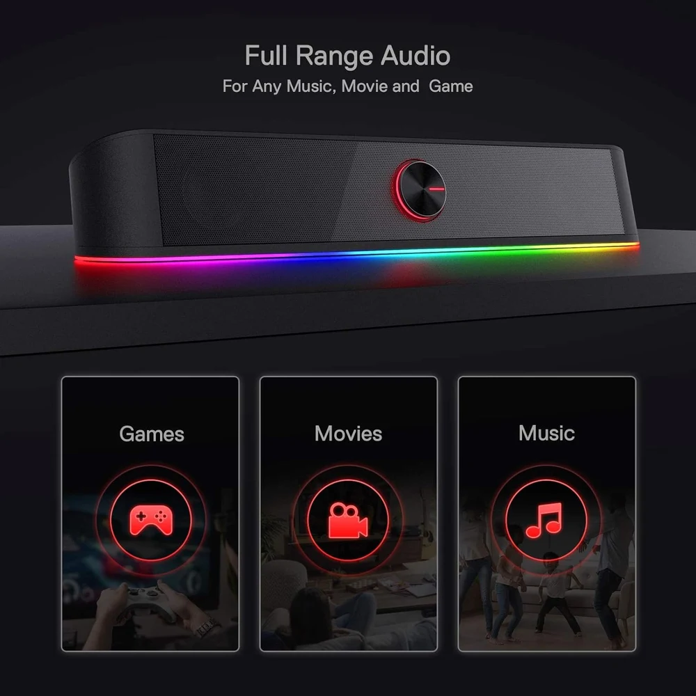 Redragon ADIEMUS GS560 - RGB Desktop Soundbar, 2.0 Stereo, Touch-Control Backlight, USB Powered 6 ADIEMUS GS560 - image 5