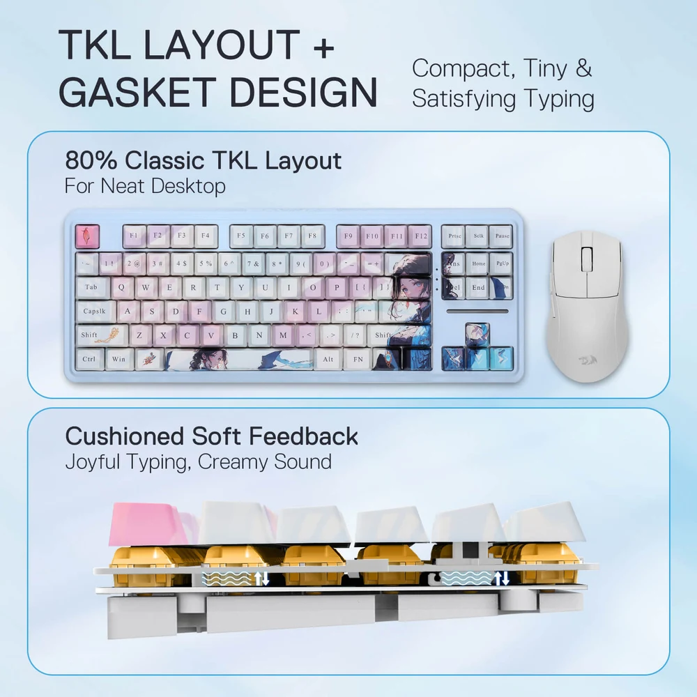 Redragon ANTONIUM K728 PRO SE - Anime Edition TKL Gasket Mechanical Keyboard, Tri-Mode 6 ANTONIUM K728 PRO SE Anime Keyboard - image 5