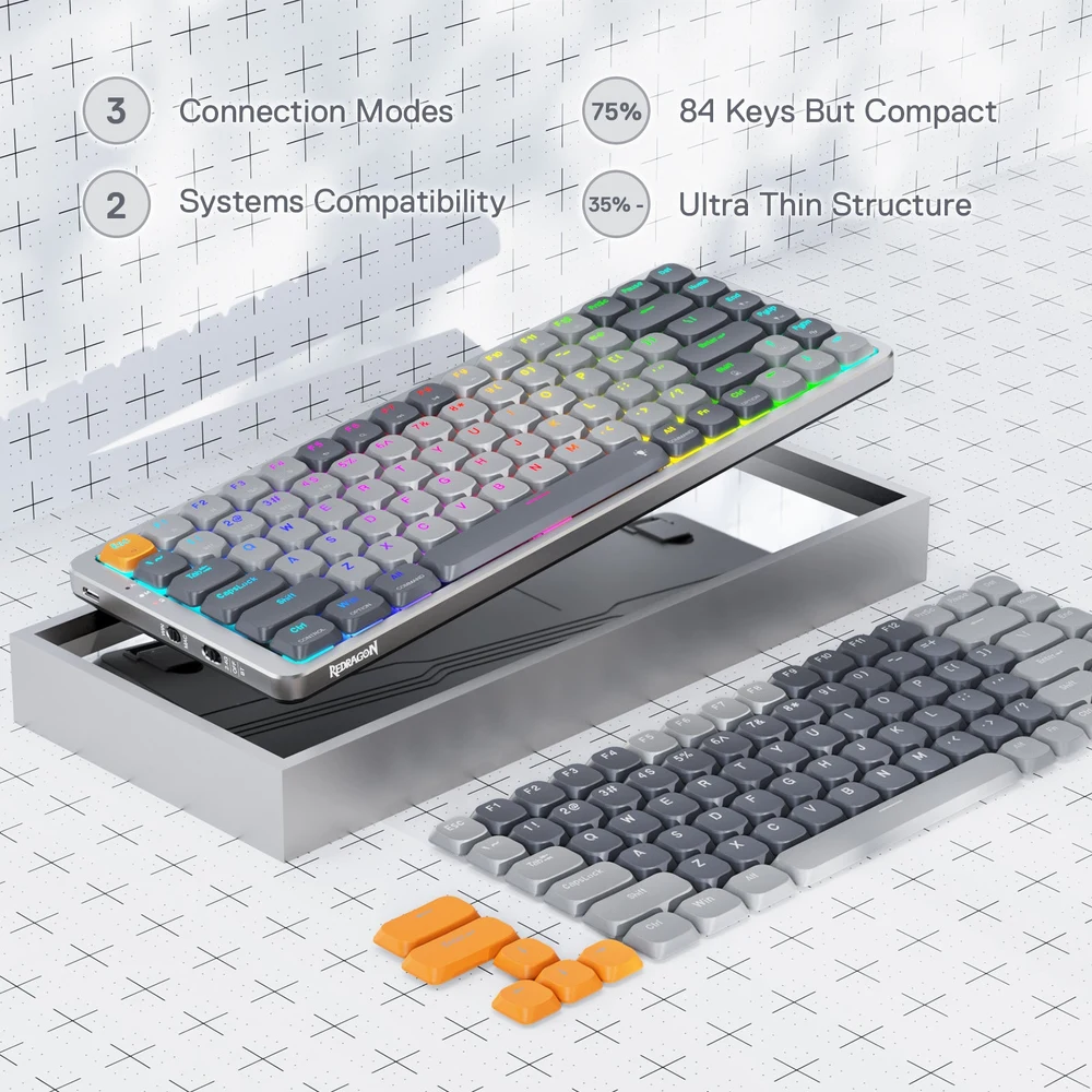 Redragon AZURE K652 - Low Profile 75% Wireless Mechanical Keyboard for Mac and PC 5 AZURE K652 Wireless Mechanical Keyboard for Mac - image 4