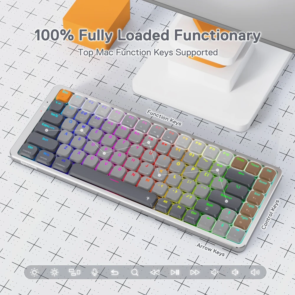 Redragon AZURE K652 - Low Profile 75% Wireless Mechanical Keyboard for Mac and PC 6 AZURE K652 Wireless Mechanical Keyboard for Mac - image 5