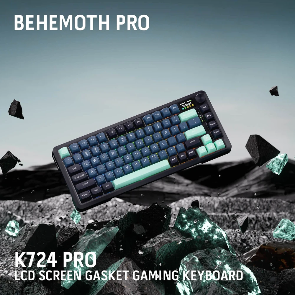 Redragon BEHEMOTH K724 PRO - 75% Gasket Mechanical Keyboard, LCD Screen, BT + 2.4G + Wired 5 BEHEMOTH K724 PRO - image 4