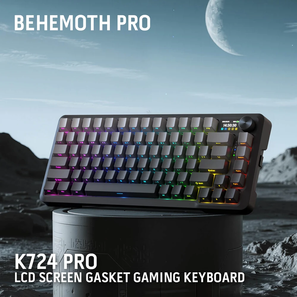 Redragon BEHEMOTH K724 PRO - 75% Gasket Mechanical Keyboard, LCD Screen, BT + 2.4G + Wired 6 BEHEMOTH K724 PRO - image 5