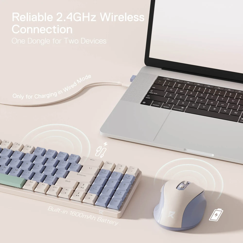 Redragon BS8772 Cloud Blue - 75% Wireless Keyboard and Mouse Combo, Low Profile, 2.4GHz 7 Redragon BS8772 Cloud Blue in use